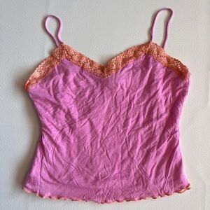 YP Collection Vintage Y2K Pink Orange Lace Fitted Camisole Large